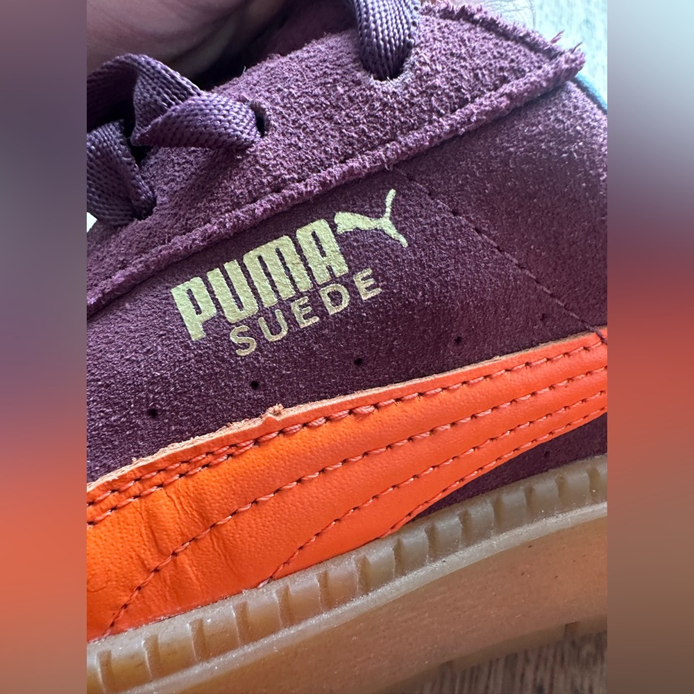 Women’s Puma Suede Platform Trace Sneakers in “Winetasting Flame” - Picture 9 of 11